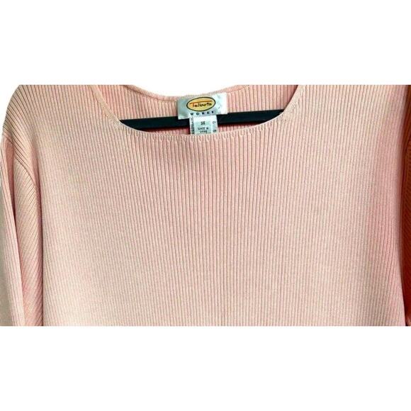 Talbots Silk 3X Sweater Pink Rib Knit Short Sleeve Quiet Luxury Barbiecore - Picture 2 of 5